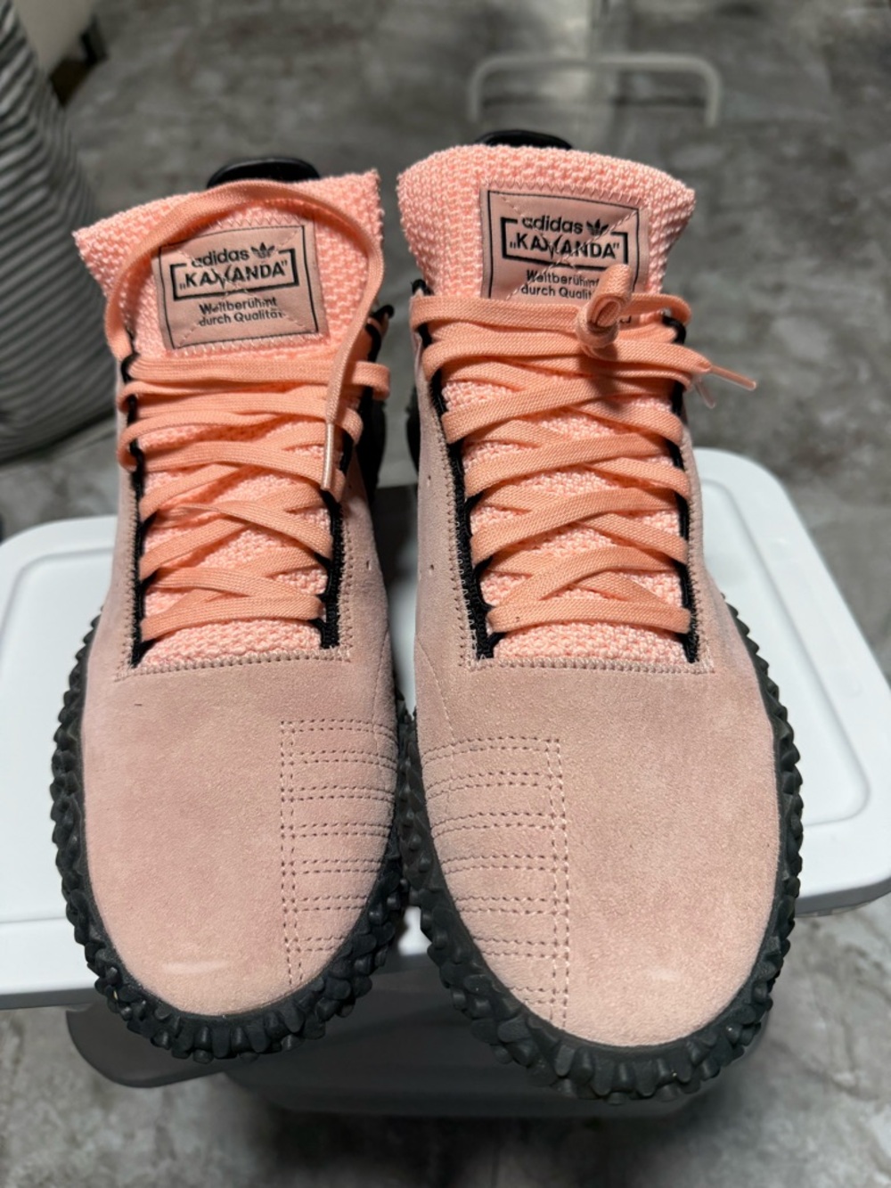 adidas Kamanda Peach Suede and Knit Sneakers
